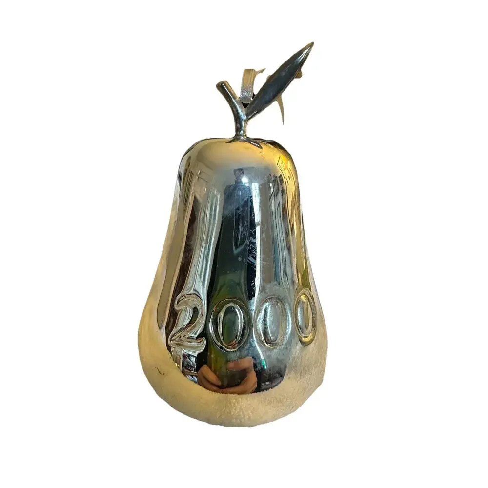 NIB NOS Vintage Pottery Barn Year 2000 Millenium Silver Pear Ornament